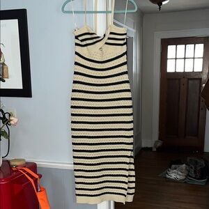 House of Harlow 1960 halter Cream and Black Dress NWOT